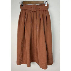ASOS Burnt Orange Modal Blend Midi Aline Skirt Belted Size 6 Women’s